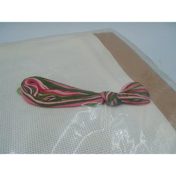 Charmin Cross Stitch Kit Stamped Counted Rose Floral Bouquet Oval Frame Vtg NOS - Picture 6 of 7